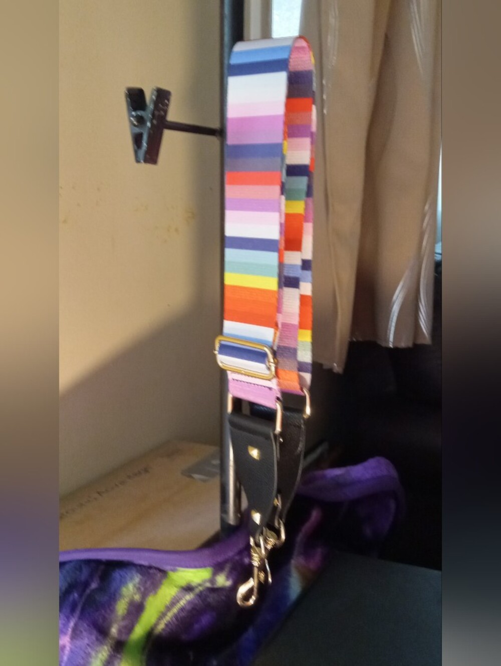 Colorful Striped Adjustable Guitar-Style Bag Strap NWT